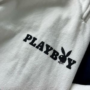 Like new, white playboy sweatpants.
